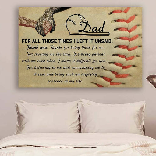 Baseball Poster To Dad For All Those Times Poster Print, Canvas Poster Wall Art, Canvas Print Wall Decor