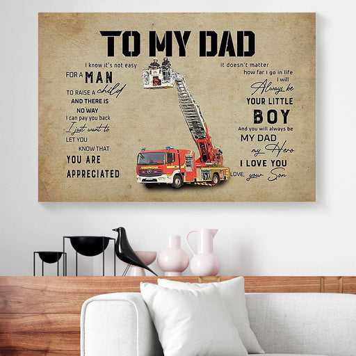 Bestieship To My Dad Firefighter Son Father's Day Gift Horizontal Canvas Prints