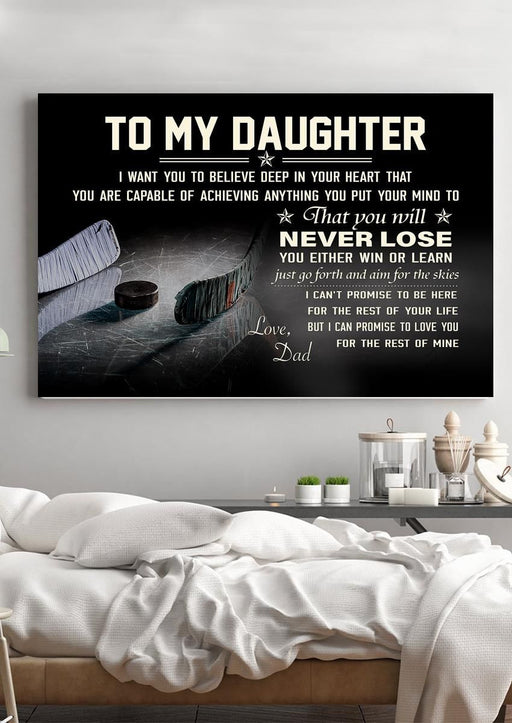 To My Daughter I Love You Inspiration Quote Wall Art Gift From Dad To Hockey Daughter