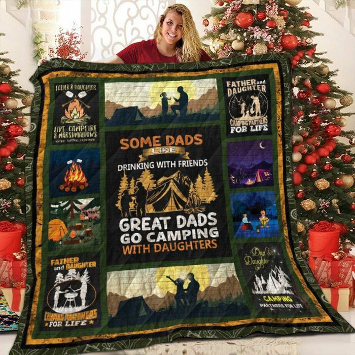 Great Dads Go Camping With Daughters Quilt Blanket Home Decoration