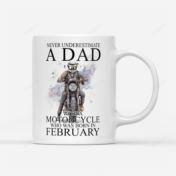BeKingArt Biker Never Underestimate Dad With A Motorcycle Born In February