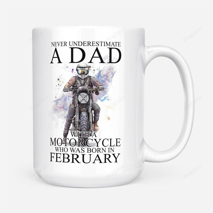 BeKingArt Biker Never Underestimate Dad With A Motorcycle Born In February