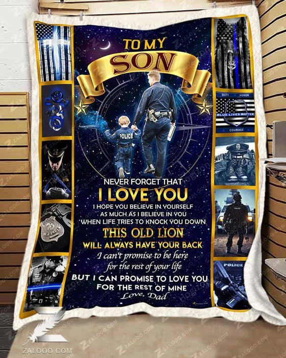 Custom Fleece Blanket - POLICE - For Son From Dad - I will always have your back