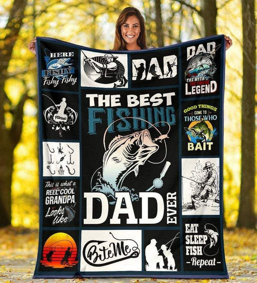 The Best Fishing Dad Ever Gift For Dad Fleece Blanket Home Decoration