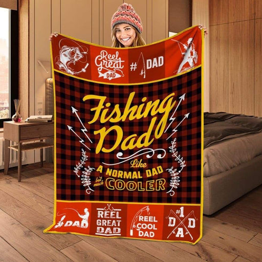 Fishing Dad Like A Normal Dad But Cooler Father's Day Gift Fleece Blanket Home Decoration