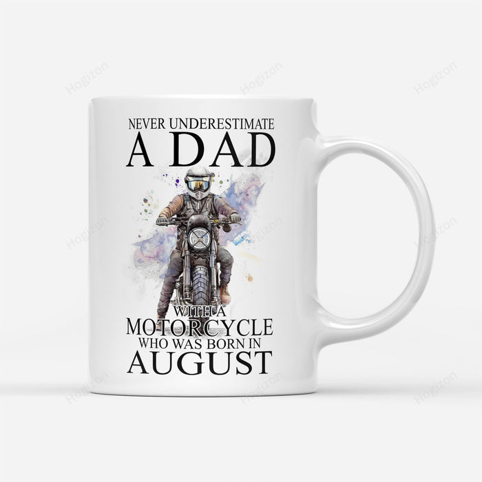 BeKingArt Biker Never Underestimate Dad With A Motorcycle Born In August