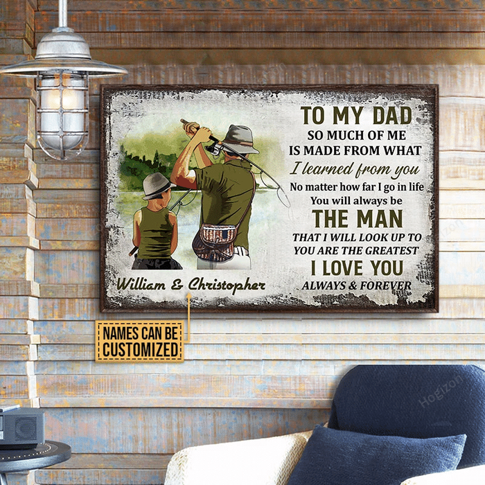 Fishing Dad To My Dad Personalized Canvas Wall Art Home Decoration