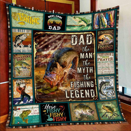 The Best Fishing Dad Ever Quilt Blanket Home Decoration