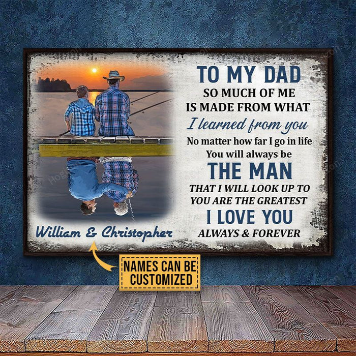 Fishing Dad And Son To My Dad Personalized Canvas Wall Art Home Decoration