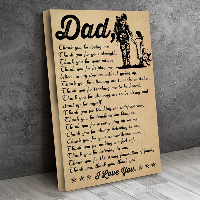 Veteran To My Dad From Daughter Meaningful Thank You Us Military Canvas Wall Art For Soldier Veterans Memorial's Day Gift Ideas