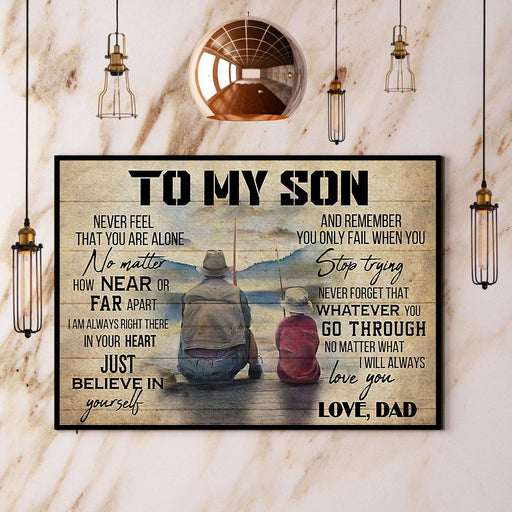 Father And Son Fishing Dad To My Son I'll Always Love You Canvas Wall Art Home Decoration
