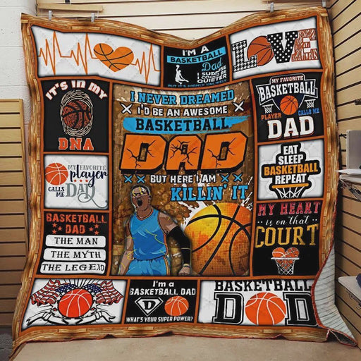 My Favorite Basketball Player Calls Me Dad Quilt Blanket Great Customized Blanket Gifts For Birthday Christmas Thanksgiving Father's Day