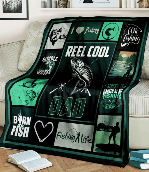 Reel Cool Dad Love Fishing Quilt Blanket Home Decoration