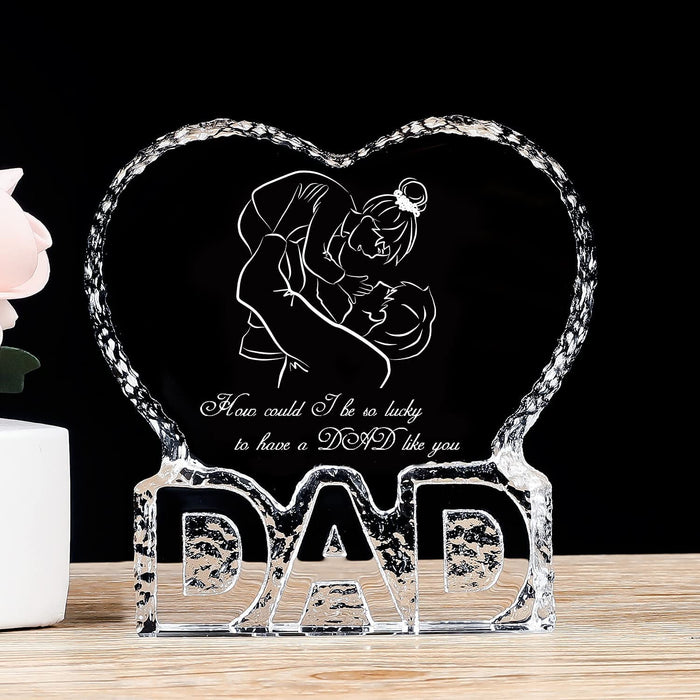 So Lucky To Have A Dad Like You Dad Heart Crystal Keepsake Gift For Dad Gift For Father Father's Day Gift Ideas