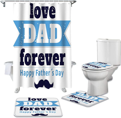 Love Dad Forever Bathroom Mat Set And Shower Curtain Gift For Dad Gift For Father Father's Day Gift Ideas