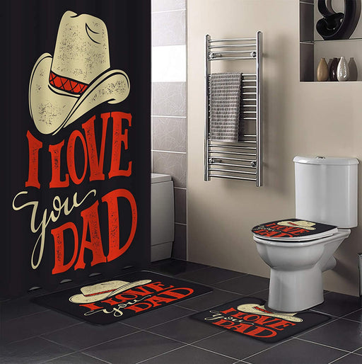 I Love You Dad Bathroom Mat Set And Shower Curtain Gift For Dad Gift For Father Father's Day Gift Ideas