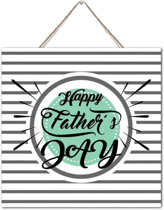 Happy Father'S Day Stripe Pattern Rectangle Wood Sign Gift For Dad Gift For Father Father's Day Gift Ideas