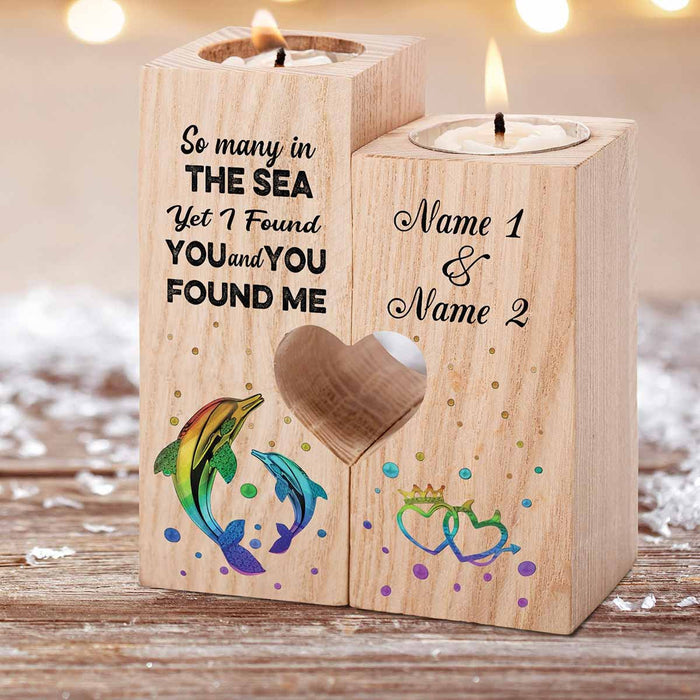 Dolphin So Many In The Sea LGBT Couple Candle Holder Pride Month LGBT Gift Ideas