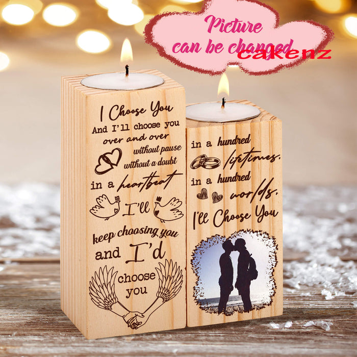 Personalized Couples Photo I Choose You Over And Over Candle Holder Pride Month LGBT Gift Ideas