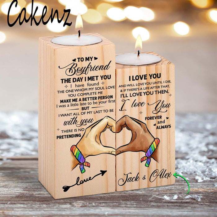 Custom Name Gay To My Boyfriend The Day I Met You Candle Holder Pride Month LGBT Gift Ideas