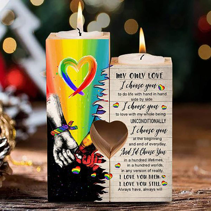 My Only Love My Rainbow LGBT Heart Candle Holder Pride Month LGBT Gift Ideas