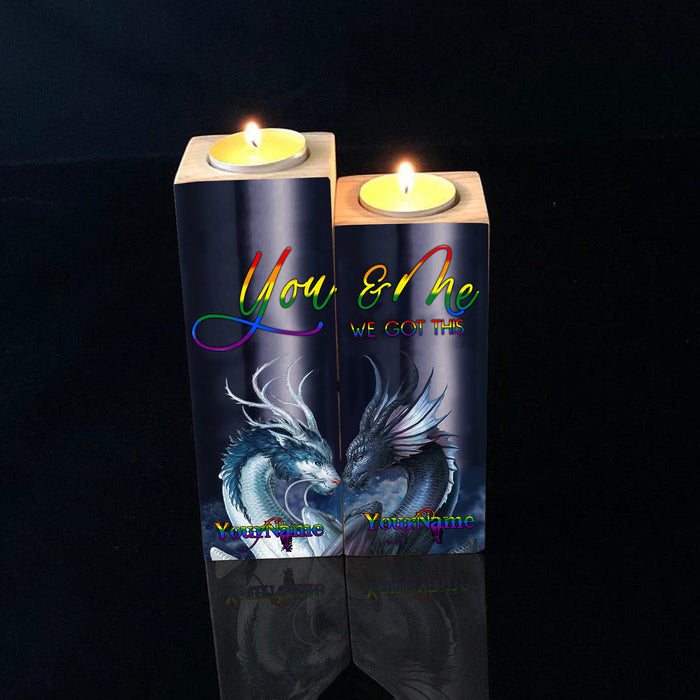 Dragon Couple Gay Lesbian You And Me Candle Holder Pride Month LGBT Gift Ideas