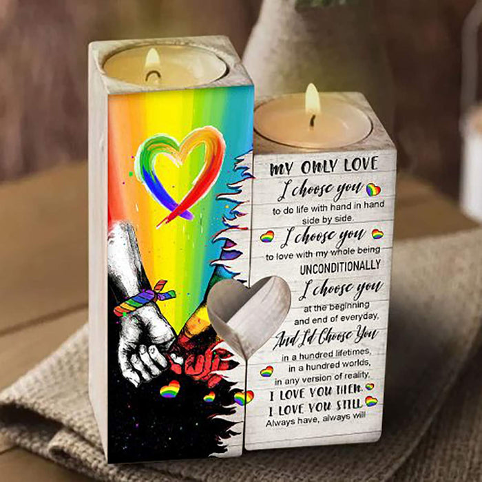 My Only Love My Rainbow LGBT Heart Candle Holder Pride Month LGBT Gift Ideas