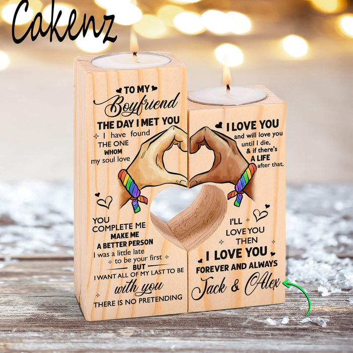 Custom Name LGBT To My Boyfriend You Complete Me Candle Holder Pride Month LGBT Gift Ideas