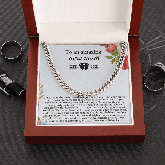 To Amazing New Mom Gift For Mom Future Worth Living For Cuban Link Chain Gift For Her Valentines Gift Ideas Necklace