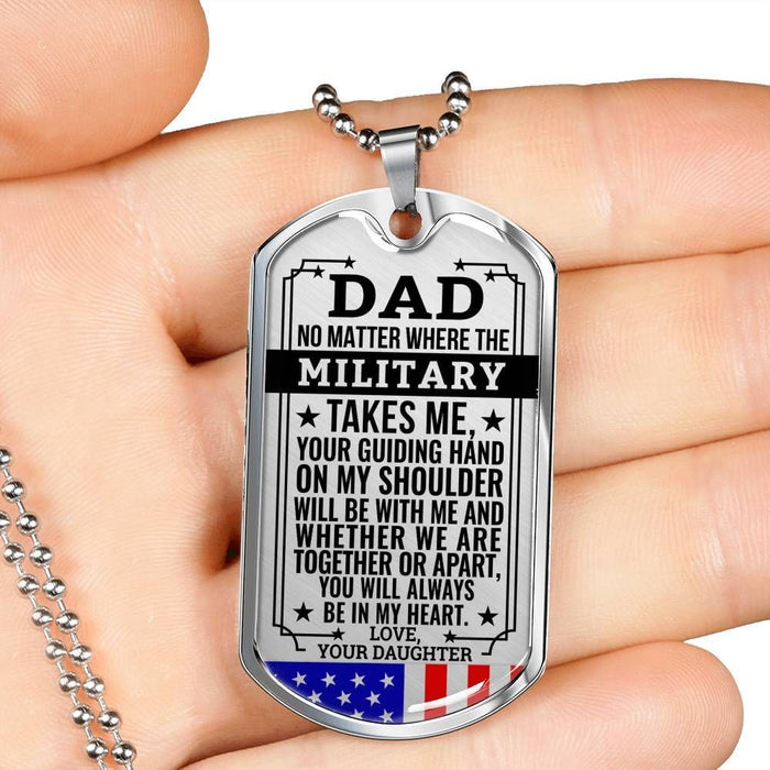 You Will Always In My Heart Gift For Dad Dog Tag Necklace