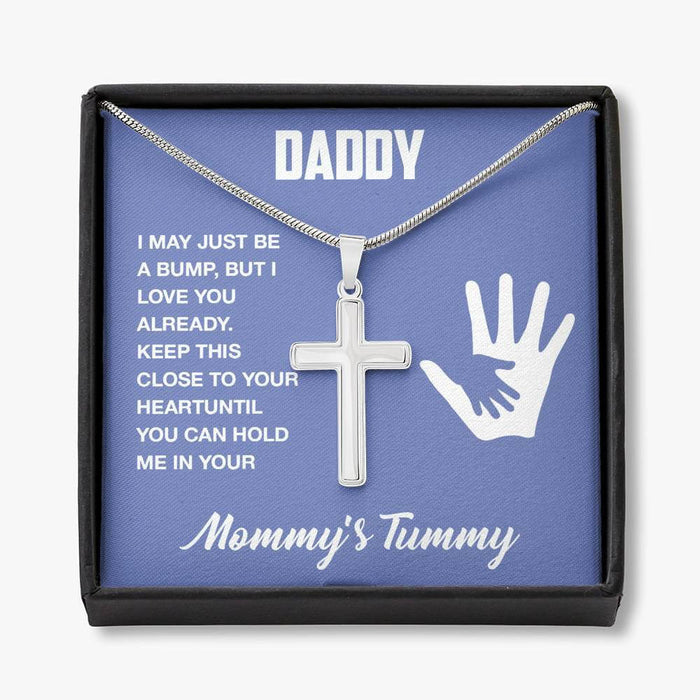 Mommy'S Tummy To Daddy I Love You Already Cross Necklace Gift For Dad Gift For Father Father's Day Gift Ideas