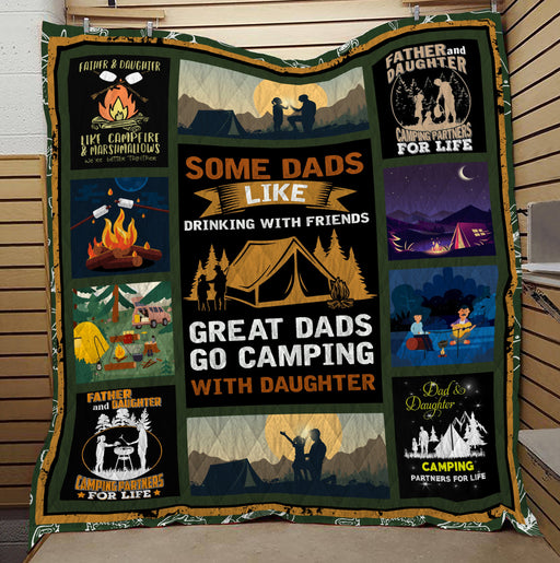 Dads Go Camping With Daughter Quilt Blanket Gift For Dad Gift For Father Father's Day Gift Ideas