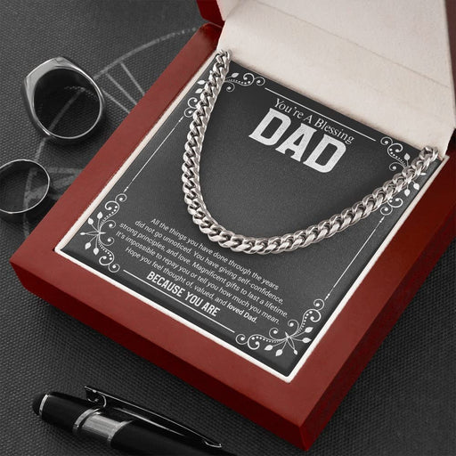Necklace Gift For Dad From Daughter & Son, Father Birthday, Necklace Gift For Daddy, Cuban Chain Necklace, Message Card Jewelry