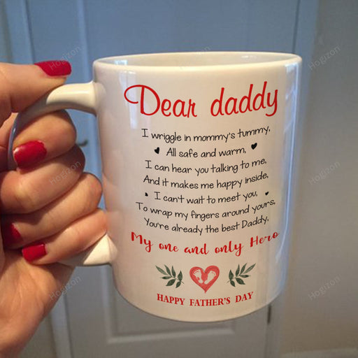 Personalized Father's Day To My Dad From Tummy Baby White Mugs Ceramic Mug Great Customized Gifts For Birthday Christmas Thanksgiving Father's Day 11 Oz 15 Oz Coffee Mug