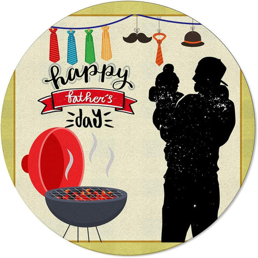 Grilling Father And Child Round Rug Gift For Dad Gift For Father Father's Day Gift Ideas