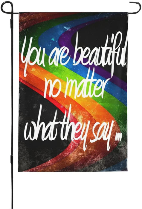 You Are Beautiful No Matter What They Say Rainbow Flag Pride Month LGBT Gift Ideas