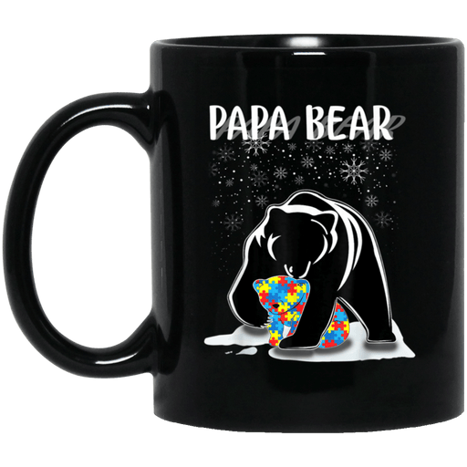 Papa Bear Autism Awareness Gift For Dad With Son Or Daughter Mug