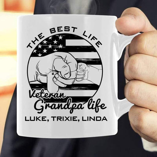 [Personalized Name] Veteran Grandpa Life The Best Life - Gift For Dad, Father's Day - Coffee Mug