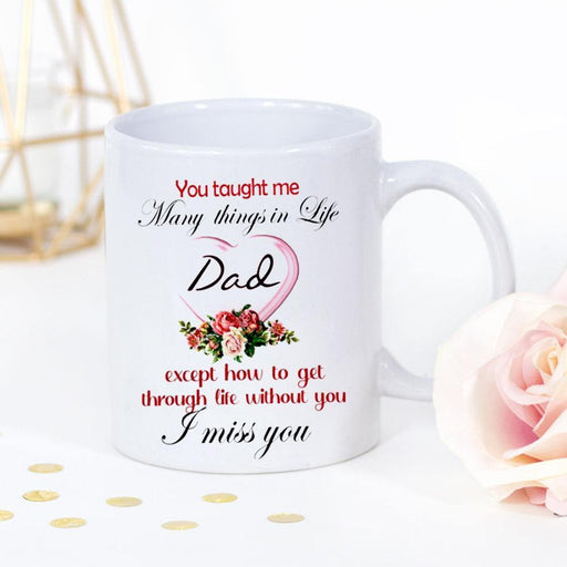 Love Dad Pink Heart I Miss You Flowers White Mug