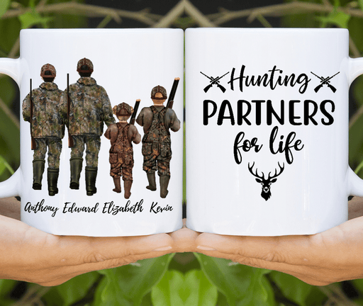 [Personalized Name] Dad and Three Kids Hunting Lovers - Gift For Father's Day - Coffee Mug