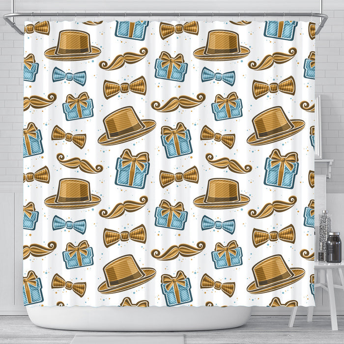Dad's Hat Seamless Pattern Shower Curtain Gift For Dad Gift For Father Father's Day Gift Ideas