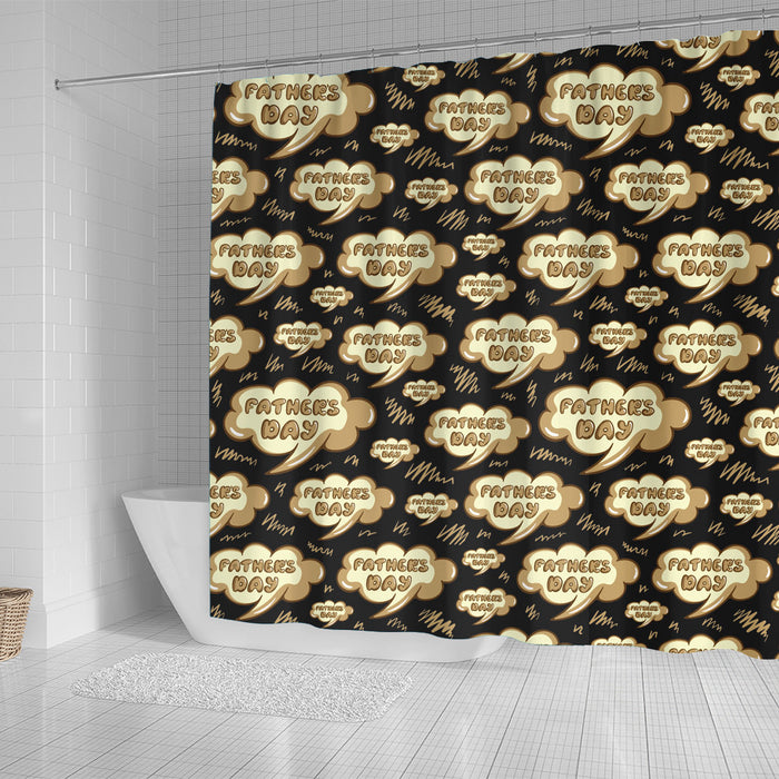Happy Father's Day Black Background Pattern Shower Curtain Gift For Dad Gift For Father Father's Day Gift Ideas