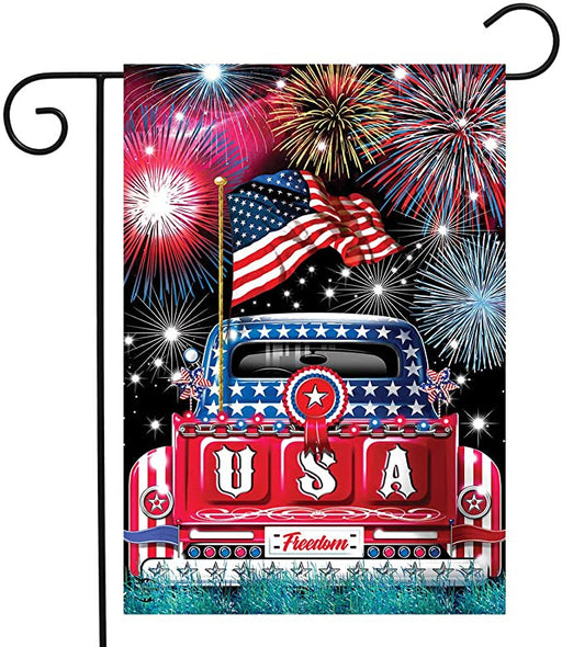 Pickup Patriotic Garden Flag Fireworks 4th of July, American Flag, 4th of July Flag, Happy Independence Day