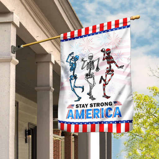 Unifinz Independence Day Flags Skull Dancing Stay Strong America 4th Of July Garden Flag 4th Of July House Flag 2022