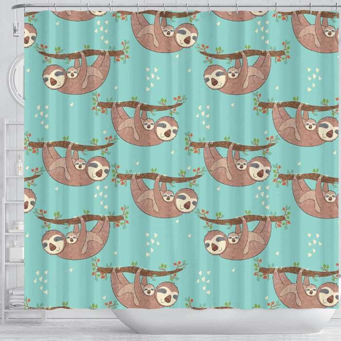 Sloth Mom and baby Pattern Shower Curtain Bathroom Decoration Christmas Gift Ideas