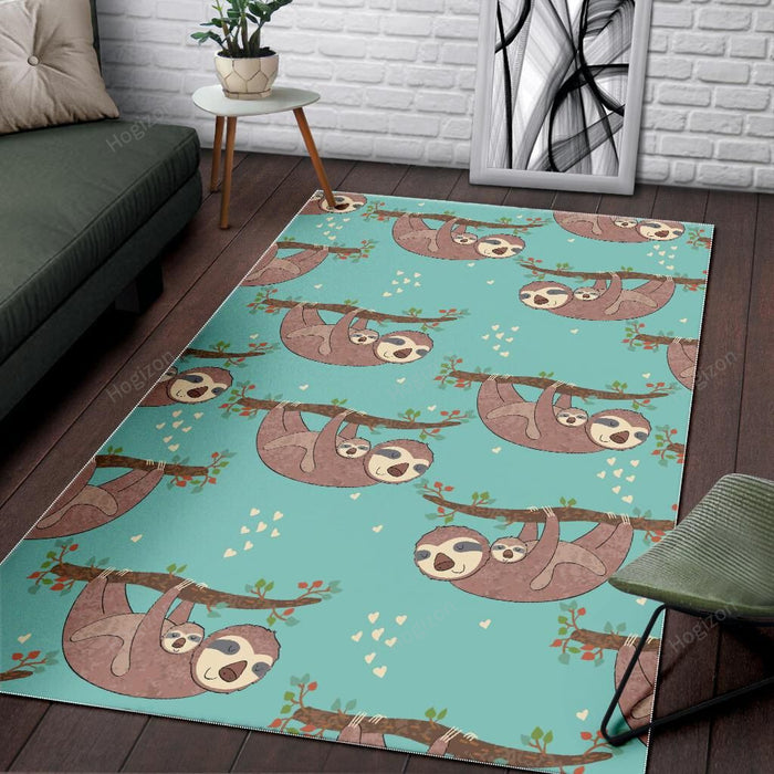 Sloth Mom and baby Pattern Area Rug