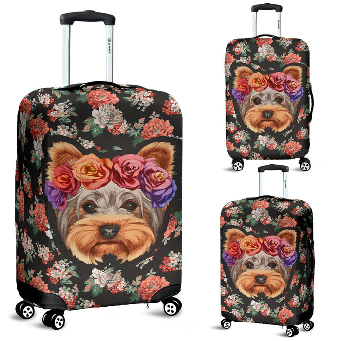 Floral Yorkie Suitcase Luggage Cover Hello Summer Gift Ideas