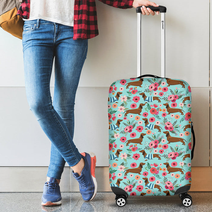 Dachshund Flower Suitcase Luggage Cover Hello Summer Gift Ideas