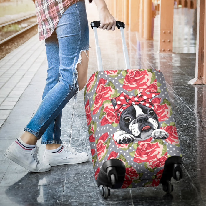 Floral Boston Terrier Suitcase Luggage Cover Hello Summer Gift Ideas