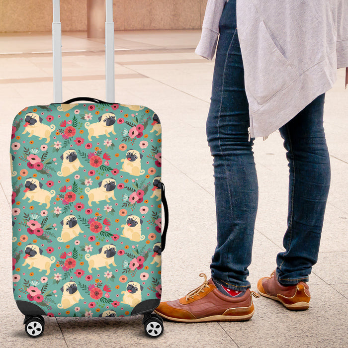Pug Flower Suitcase Luggage Cover Hello Summer Gift Ideas